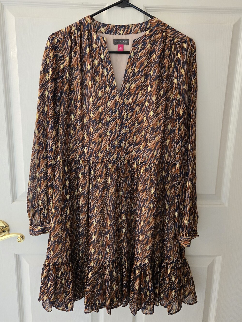 Vince Camuto Brown &Gold Dress XS
